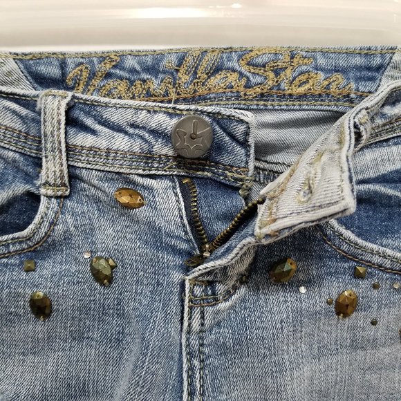 Vanilla Star jeans 0 distressed skinny denim beaded embellished bling grunge - Picture 9 of 16